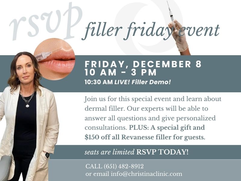 Filler Friday event at Christina Clinic on December 8, 2023