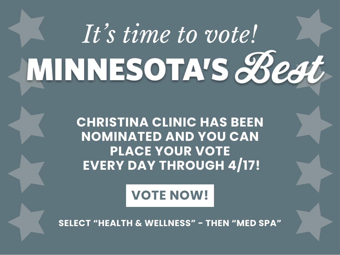 VOte For Minnesota's best 2024 Christina Clinic